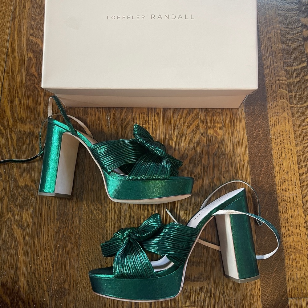 Loeffler Randall Natalia Platform Sandal in Emerald